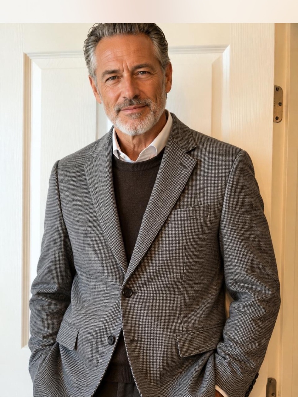 Chaps Grey Micro-Houndstooth Sport Coat